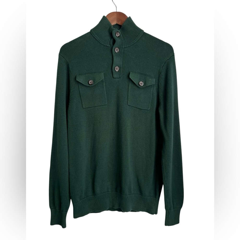 Banana Republic Men's Green Sweater Preppy Button Collar - M